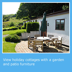 cottages with a garden and patio to rent  for self-catering holidays