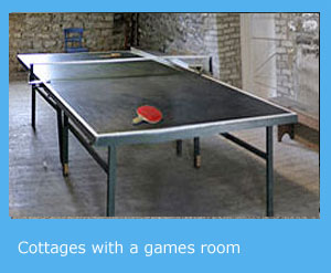 self catering holidays in cottages with a games room